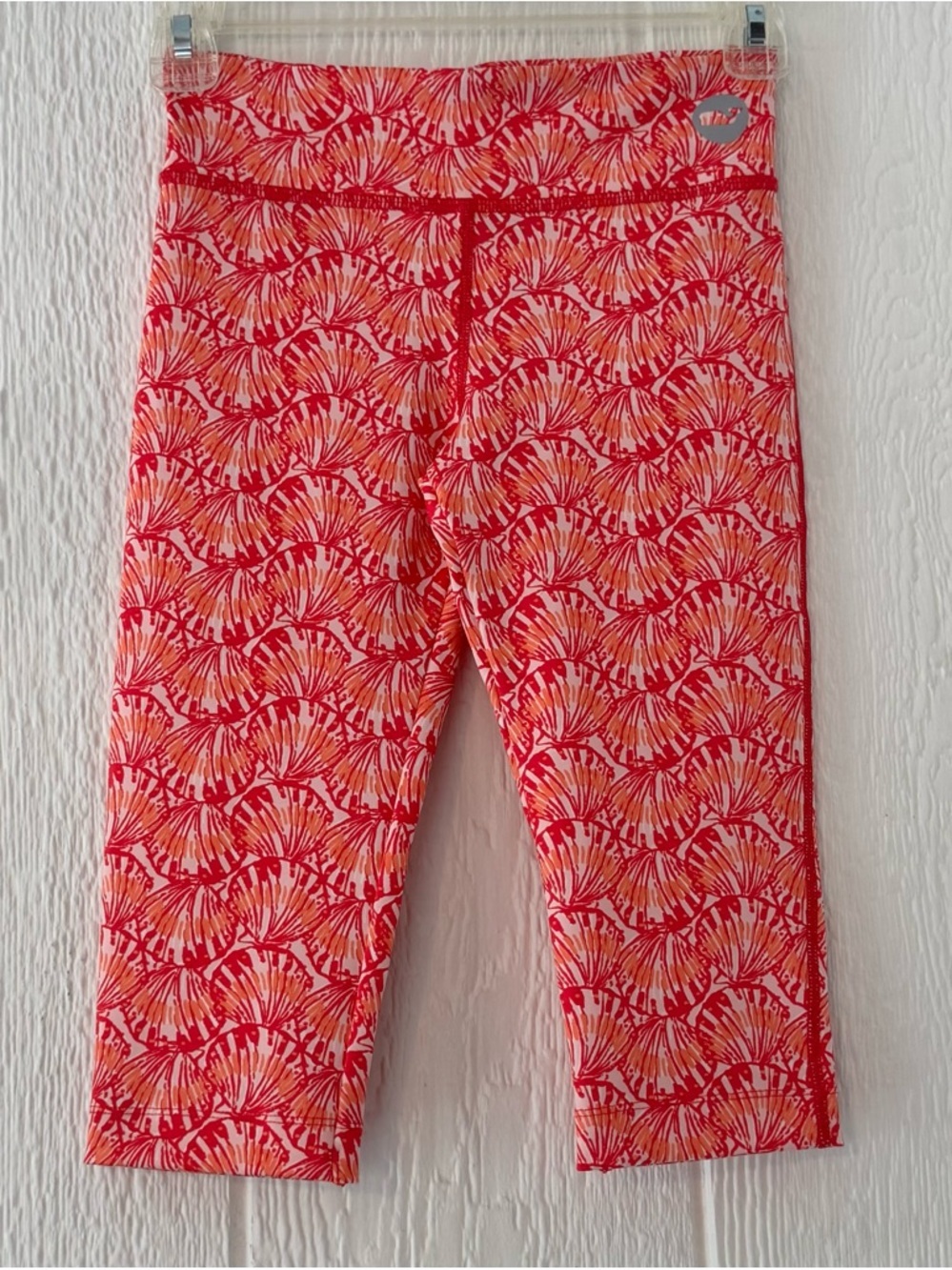 Vineyard Vines Girls Leggings Size Small Pink Orange Shell Print